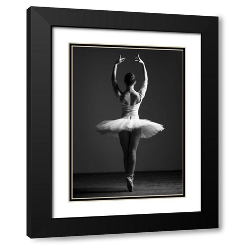 Pirouette Black Modern Wood Framed Art Print with Double Matting by Design Fabrikken
