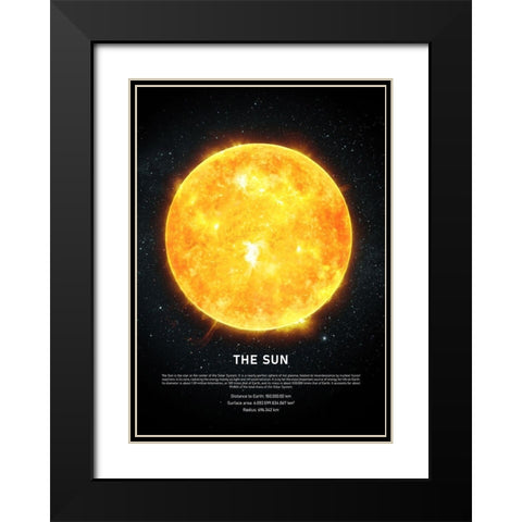 The Sun Black Modern Wood Framed Art Print with Double Matting by Design Fabrikken