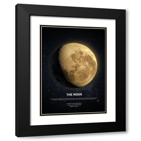 The Moon Black Modern Wood Framed Art Print with Double Matting by Design Fabrikken