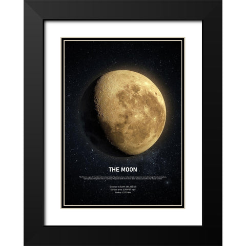 The Moon Black Modern Wood Framed Art Print with Double Matting by Design Fabrikken