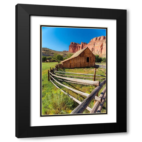 Utah Barn Black Modern Wood Framed Art Print with Double Matting by Oldford, Tim