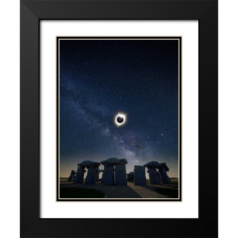 Eclipse at Carhenge Black Modern Wood Framed Art Print with Double Matting by ODell, Dale