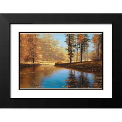 Autumn Creek Black Modern Wood Framed Art Print with Double Matting by Romanello, Diane