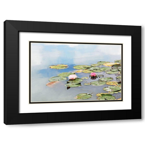MonetÃÂs Garden Black Modern Wood Framed Art Print with Double Matting by Ryan, Brooke T.