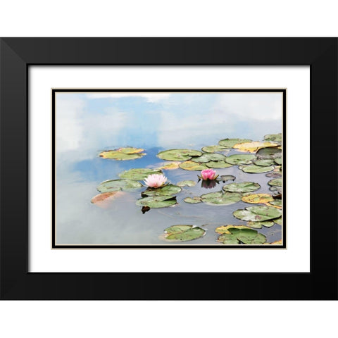 MonetÃÂs Garden Black Modern Wood Framed Art Print with Double Matting by Ryan, Brooke T.