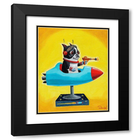 Rocket Yellow Black Modern Wood Framed Art Print with Double Matting by Rubenacker, Brian