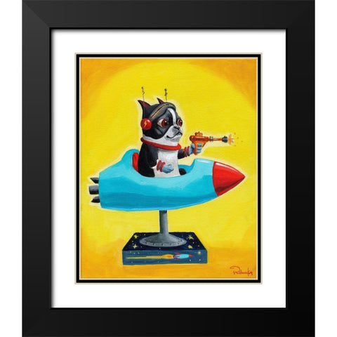 Rocket Yellow Black Modern Wood Framed Art Print with Double Matting by Rubenacker, Brian