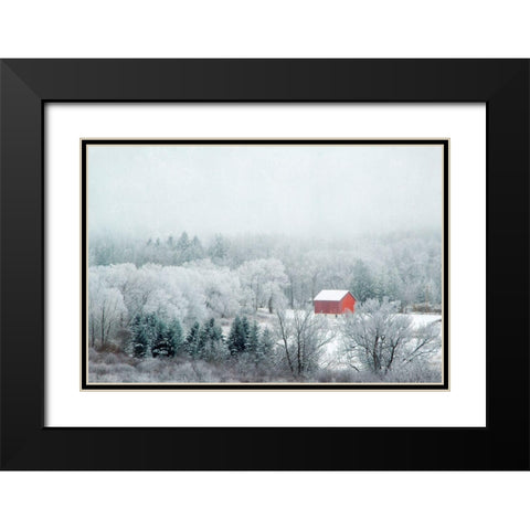 Red Barn Black Modern Wood Framed Art Print with Double Matting by Ryan, Brooke T.