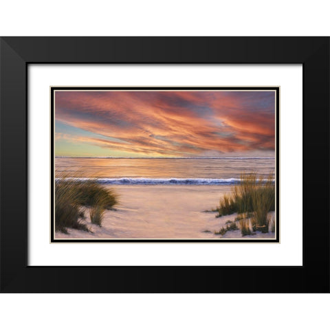 Beach Solitude Black Modern Wood Framed Art Print with Double Matting by Romanello, Diane
