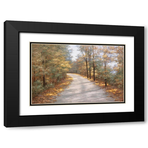 Walking in Fall Black Modern Wood Framed Art Print with Double Matting by Romanello, Diane