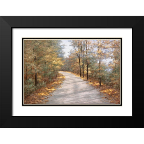 Walking in Fall Black Modern Wood Framed Art Print with Double Matting by Romanello, Diane