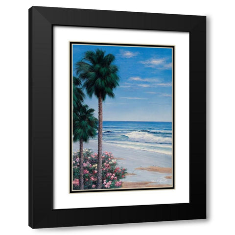Calm Tropics Black Modern Wood Framed Art Print with Double Matting by Romanello, Diane
