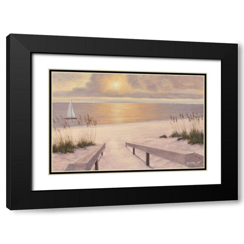 Beach Glow Black Modern Wood Framed Art Print with Double Matting by Romanello, Diane