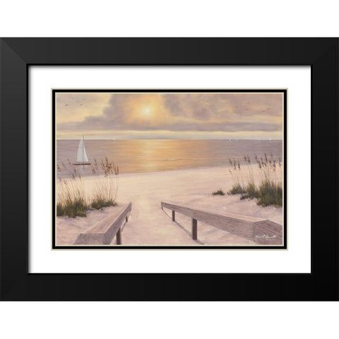 Beach Glow Black Modern Wood Framed Art Print with Double Matting by Romanello, Diane