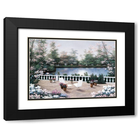 Terrace View Black Modern Wood Framed Art Print with Double Matting by Romanello, Diane