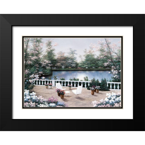 Terrace View Black Modern Wood Framed Art Print with Double Matting by Romanello, Diane