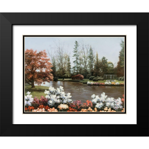 Lakeside View Black Modern Wood Framed Art Print with Double Matting by Romanello, Diane
