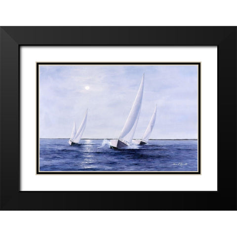 Blue Sails Black Modern Wood Framed Art Print with Double Matting by Romanello, Diane