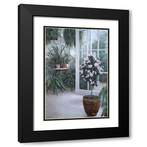 Patio Light Black Modern Wood Framed Art Print with Double Matting by Romanello, Diane