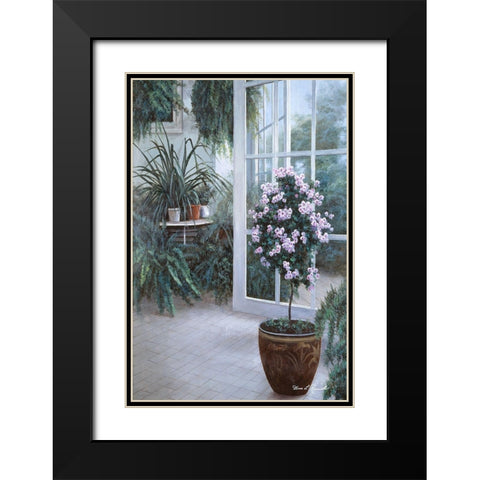 Patio Light Black Modern Wood Framed Art Print with Double Matting by Romanello, Diane