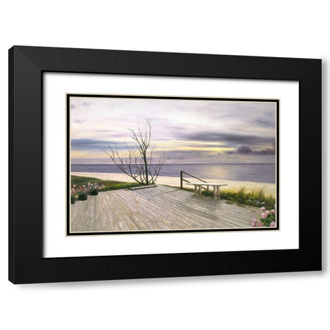 Sunset And Flowers Black Modern Wood Framed Art Print with Double Matting by Romanello, Diane