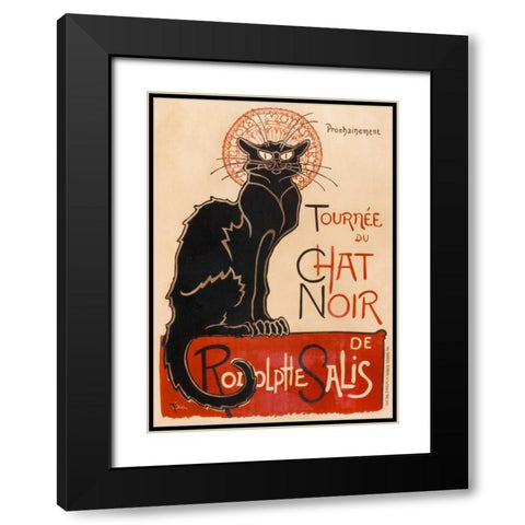 Chat Noir Black Modern Wood Framed Art Print with Double Matting by Steinlen, Theophile