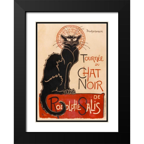 Chat Noir Black Modern Wood Framed Art Print with Double Matting by Steinlen, Theophile