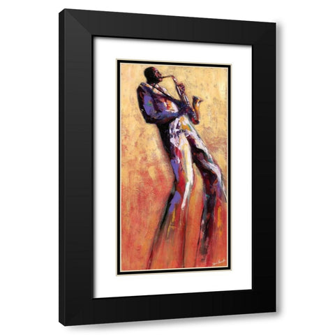 Sax Solo Black Modern Wood Framed Art Print with Double Matting by Stewart, Monica