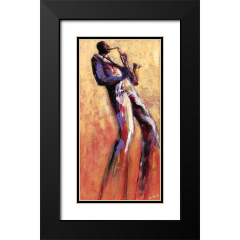 Sax Solo Black Modern Wood Framed Art Print with Double Matting by Stewart, Monica