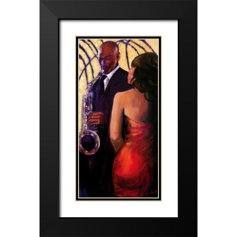 Sax Seduction Black Modern Wood Framed Art Print with Double Matting by Stewart, Monica
