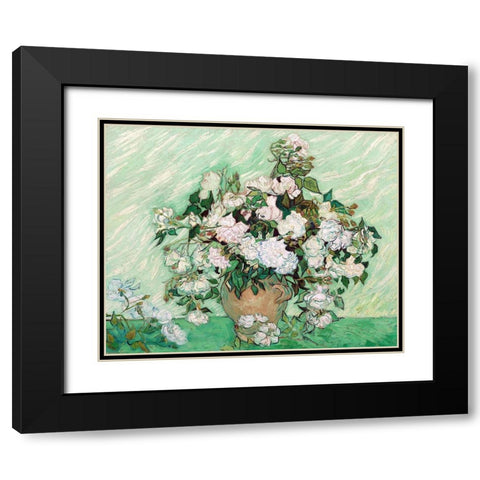 Roses, 1890 Black Modern Wood Framed Art Print with Double Matting by Van Gogh, Vincent