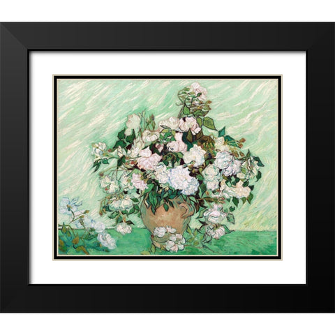 Roses, 1890 Black Modern Wood Framed Art Print with Double Matting by Van Gogh, Vincent