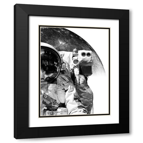 Modern Astronaut No. 1 Black Modern Wood Framed Art Print with Double Matting by Wong, Brandon