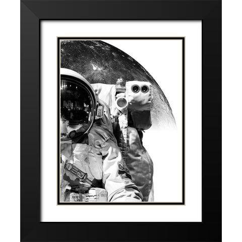 Modern Astronaut No. 1 Black Modern Wood Framed Art Print with Double Matting by Wong, Brandon