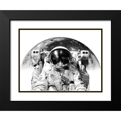 Modern Astronaut No. 2 Black Modern Wood Framed Art Print with Double Matting by Wong, Brandon