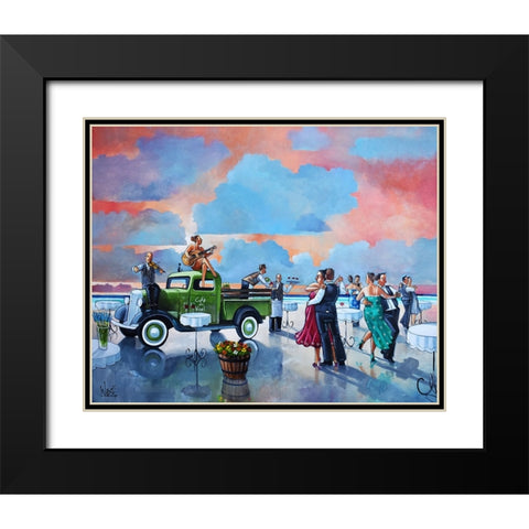 Sundowner II Black Modern Wood Framed Art Print with Double Matting by West, Ronald