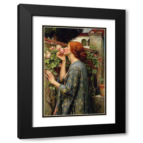 The Soul of the Rose Black Modern Wood Framed Art Print with Double Matting by Waterhouse, John William