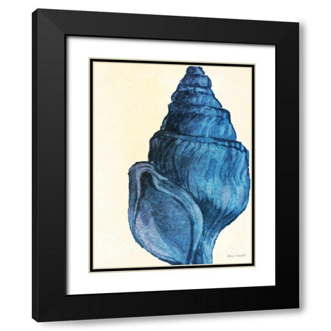 Blue Shell IV Black Modern Wood Framed Art Print with Double Matting by Loreth, Lanie