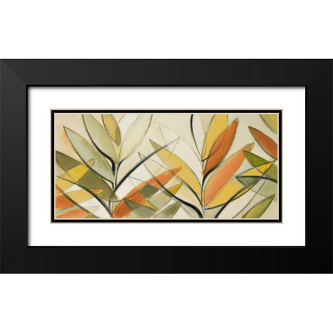Autumn Palm Abstract Panel Black Modern Wood Framed Art Print with Double Matting by Loreth, Lanie