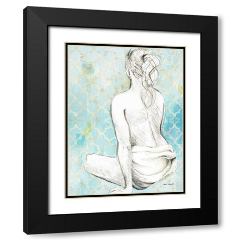 Woman Sitting on Pattern II Black Modern Wood Framed Art Print with Double Matting by Loreth, Lanie