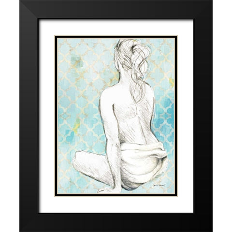 Woman Sitting on Pattern II Black Modern Wood Framed Art Print with Double Matting by Loreth, Lanie