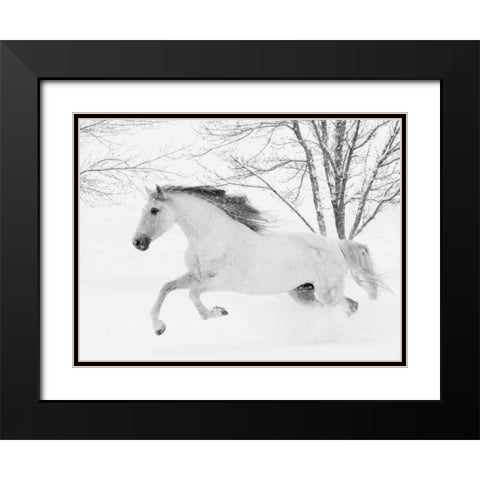 Running in the Snow Black Modern Wood Framed Art Print with Double Matting by Walker, Carol