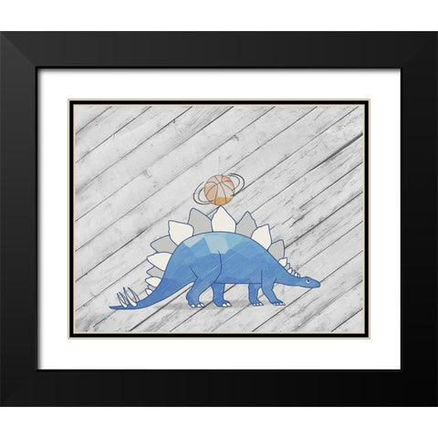 Dino Basketball I Black Modern Wood Framed Art Print with Double Matting by SD Graphics Studio
