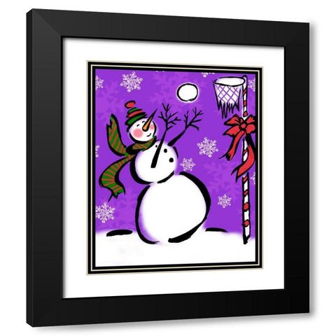 Silly Snowmen VII Black Modern Wood Framed Art Print with Double Matting by Biscardi, Nicholas