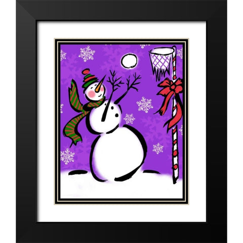 Silly Snowmen VII Black Modern Wood Framed Art Print with Double Matting by Biscardi, Nicholas