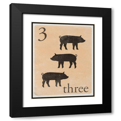 Count by Farm Animals III Black Modern Wood Framed Art Print with Double Matting by SD Graphics Studio