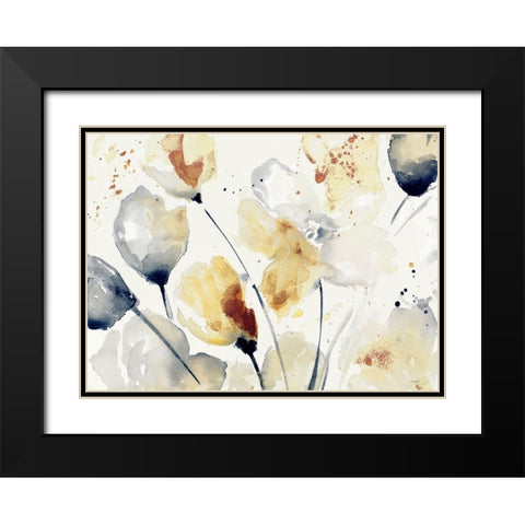 Autumn Abstract Floral Black Modern Wood Framed Art Print with Double Matting by Loreth, Lanie