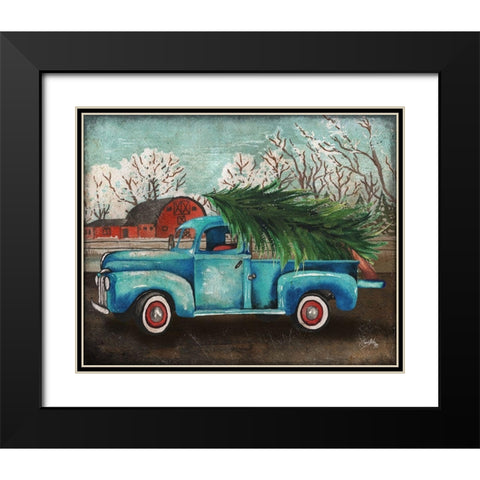 Blue Truck and Tree I Black Modern Wood Framed Art Print with Double Matting by Medley, Elizabeth