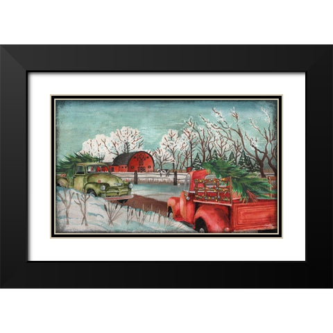 Winter Time on the Farm with Lights Black Modern Wood Framed Art Print with Double Matting by Medley, Elizabeth