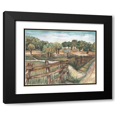 Farm Landscape Black Modern Wood Framed Art Print with Double Matting by Medley, Elizabeth